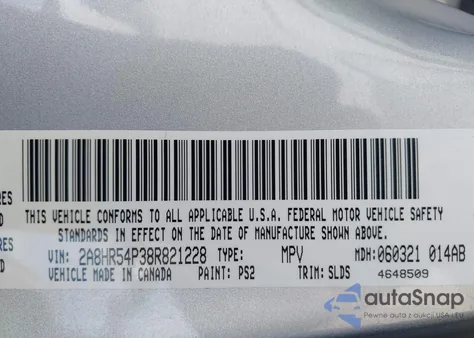 2008 Chrysler Town & Country Touring из США, поврежденный, VIN 2A8HR54P38R821228